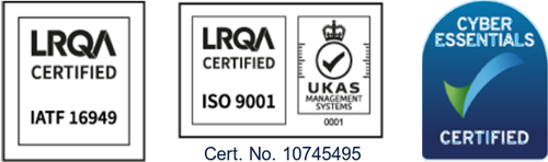 Accreditation Icons - IATF 16949 - ISO9001 - Cyber Essentials Certified